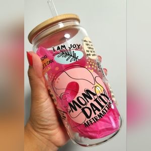Handmade mom affirmation glass cup